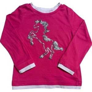 Gymboree Pink Glitter Horse Long Sleeve Shirt - Size 4 Unicorn
